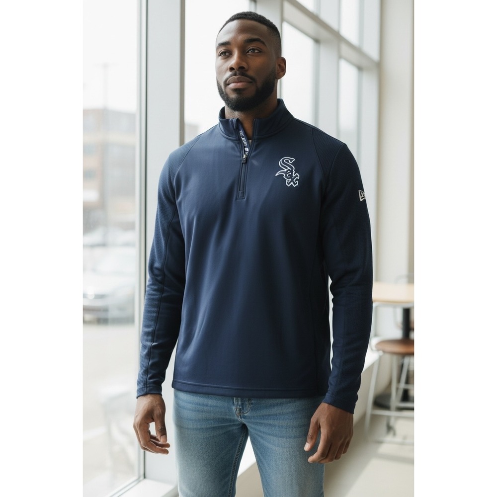 Chicago White Sox Levelwear Mens Navy Blue Quarter Zip Pullover Jacket Medium